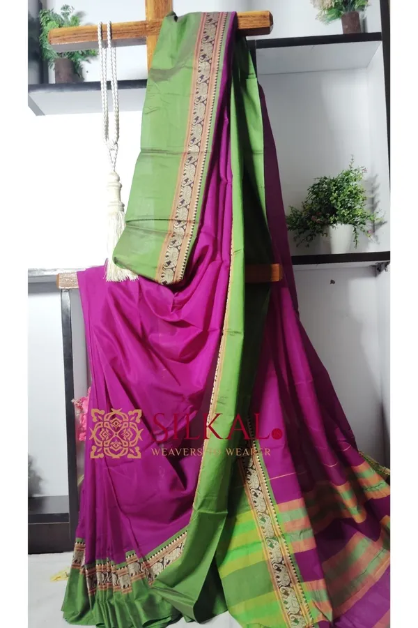 Narayan_Peth_Plain_Cotton_Saree_With_Patti_Pallu_Saree_SKL_1957
