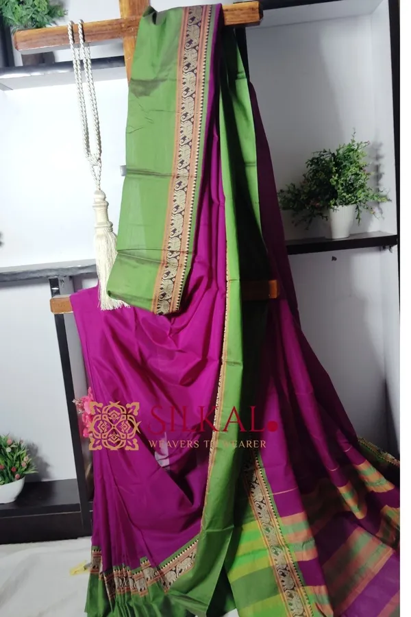 Narayan_Peth_Plain_Cotton_Saree_With_Patti_Pallu_Saree_SKL_1957