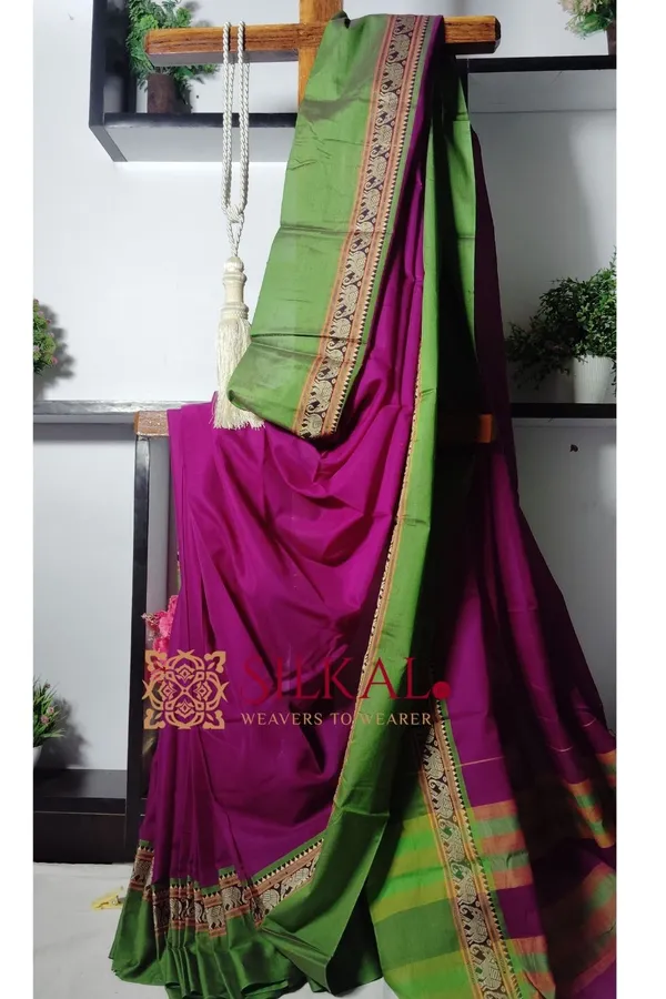 Narayan_Peth_Plain_Cotton_Saree_With_Patti_Pallu_Saree_SKL_1957