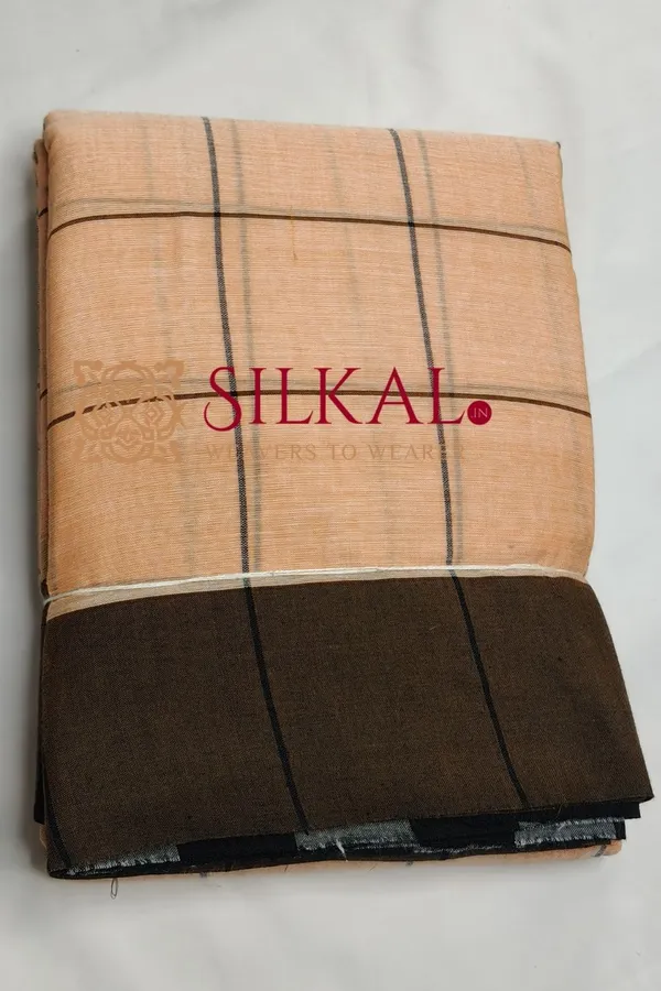 Patteda_Anchu_Checks_With_Plain_Border_Saree_Code-_SKL03464