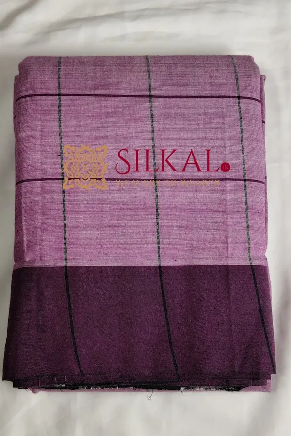 Patteda_Anchu_Checks_With_Plain_Border_Saree_Code-_SKL03303
