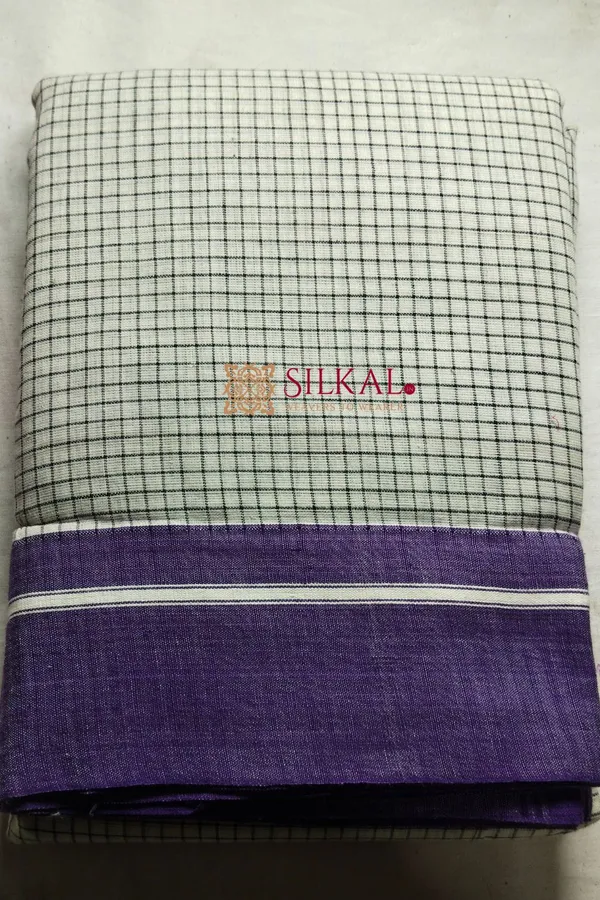 Patteda_Anchu_Checks_With_Plain_Border_Saree_Code-_SKL1496