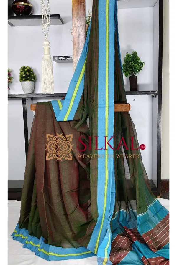Patteda_Anchu_Plain_Design_With_Plain_Border_Saree_Code-_SKL03560