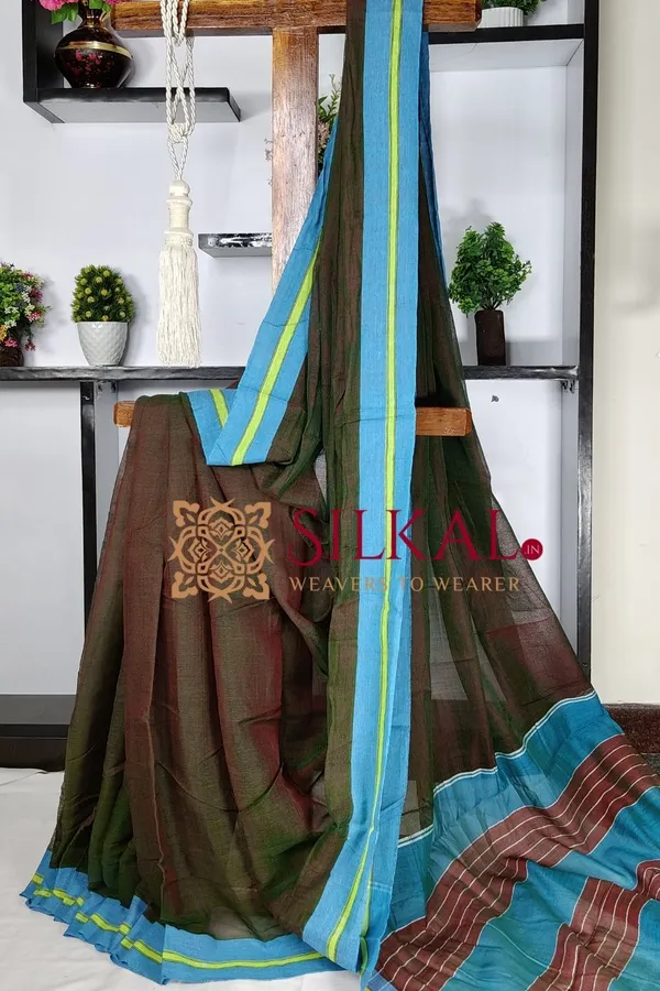 Patteda_Anchu_Plain_Design_With_Plain_Border_Saree_Code-_SKL03560