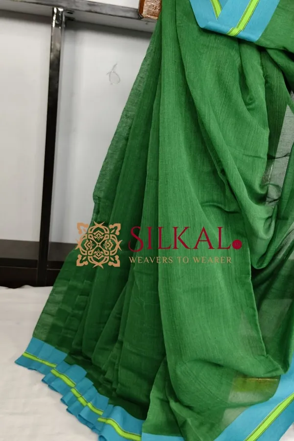 Patteda_Anchu_Plain_Design_With_Plain_Border_Saree_Code-_SKL03561
