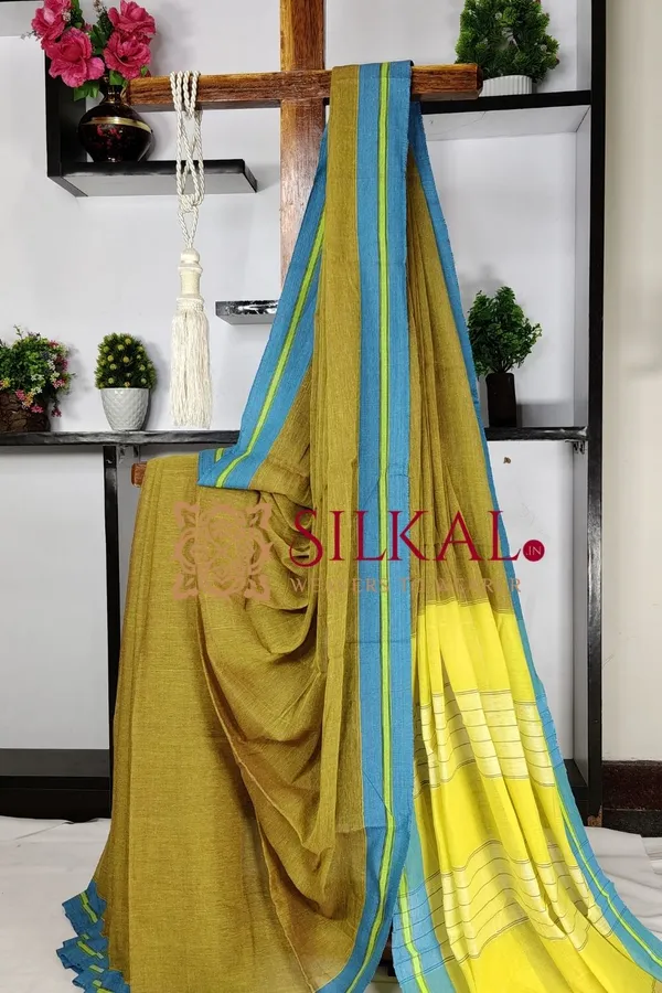 Patteda_Anchu_Plain_Design_With_Plain_Border_Saree_Code-_SKL03562