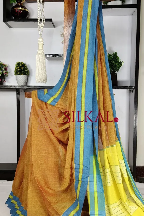 Patteda_Anchu_Plain_Design_With_Plain_Border_Saree_Code-_SKL03563