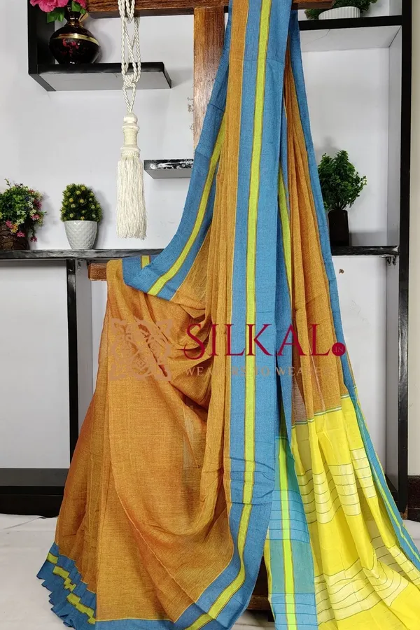 Patteda_Anchu_Plain_Design_With_Plain_Border_Saree_Code-_SKL03563
