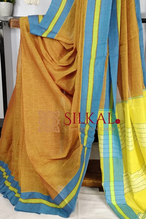 Patteda_Anchu_Plain_Design_With_Plain_Border_Saree_Code-_SKL03563