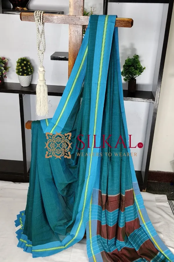 Patteda_Anchu_Plain_Design_With_Plain_Border_Saree_Code-_SKL03564