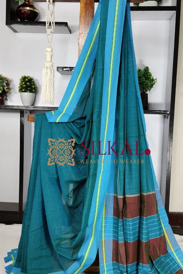 Patteda_Anchu_Plain_Design_With_Plain_Border_Saree_Code-_SKL03564