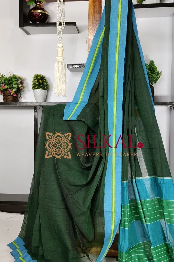 Patteda_Anchu_Plain_Design_With_Plain_Border_Saree_Code-_SKL03566