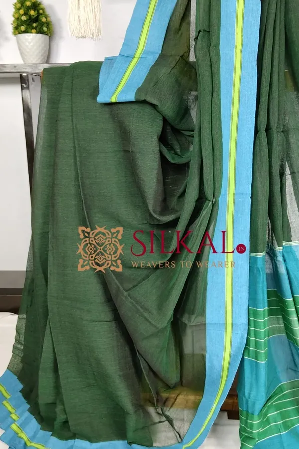 Patteda_Anchu_Plain_Design_With_Plain_Border_Saree_Code-_SKL03566