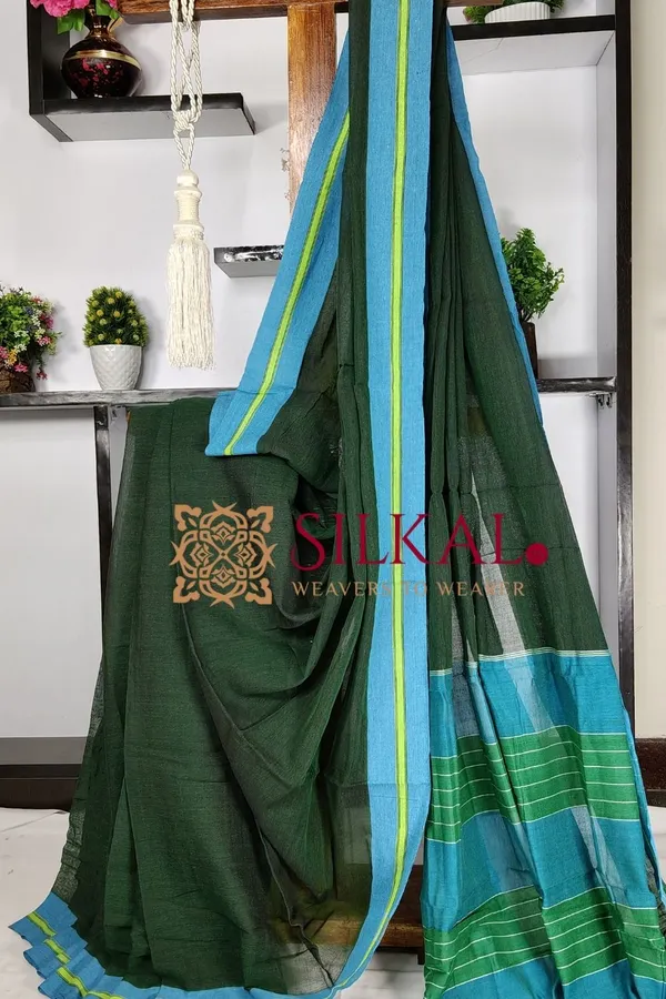 Patteda_Anchu_Plain_Design_With_Plain_Border_Saree_Code-_SKL03566