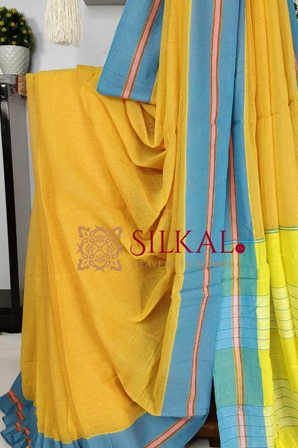 Patteda_Anchu_Plain_Design_With_Plain_Border_Saree_Code-_SKL03567