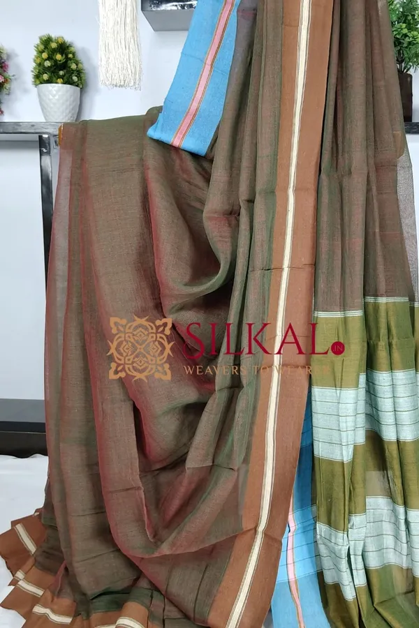 Patteda_Anchu_Plain_Design_With_Plain_Border_Saree_Code-_SKL03568