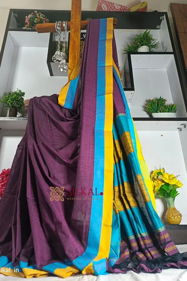 Patteda_Anchu_Pure_Cotton_Handloom_Saree_Saree_Code-_SKL1287
