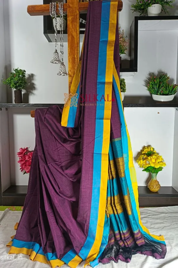 Patteda_Anchu_Pure_Cotton_Handloom_Saree_Saree_Code-_SKL1287