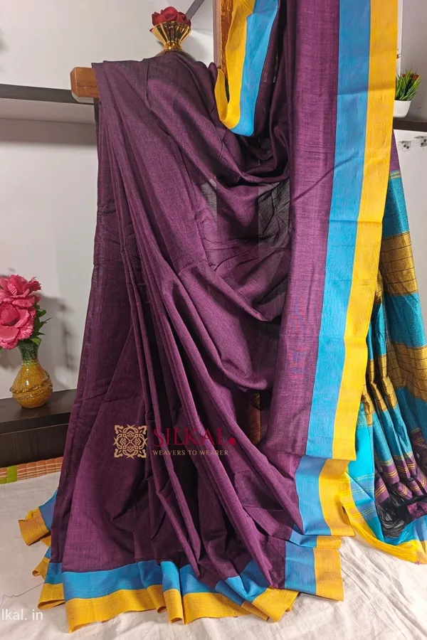 Patteda_Anchu_Pure_Cotton_Handloom_Saree_Saree_Code-_SKL1287