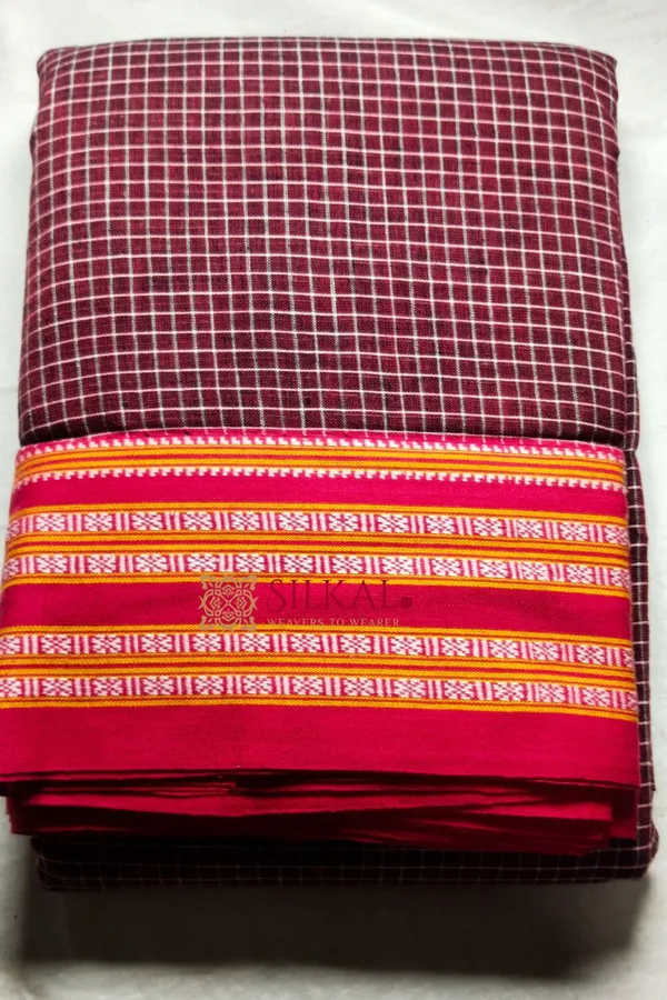Patteda_Anchu_Pure_Cotton_With_Gaadi_Dhadi_Border_Saree_Saree_Code-_SKL1497