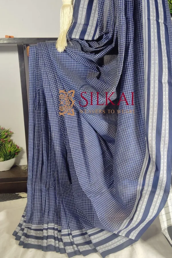 Patteda_Anchu_Pure_Cotton_With_Gaadi_Dhadi_Border_Saree_Code-_SKL1880