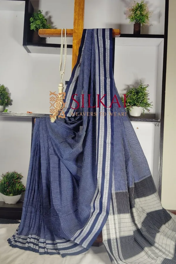 Patteda_Anchu_Pure_Cotton_With_Gaadi_Dhadi_Border_Saree_Code-_SKL1880