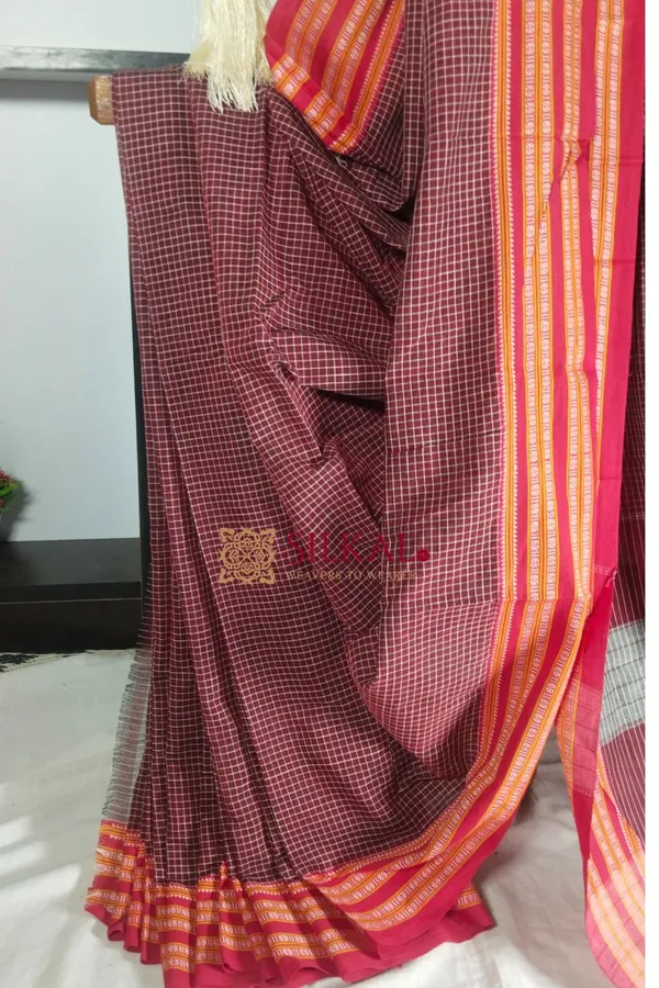 Patteda_Anchu_Pure_Cotton_With_Gaadi_Dhadi_Border_Saree_Saree_Code-_SKL1497