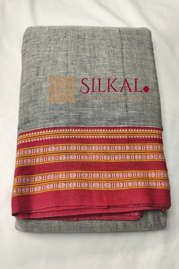 Patteda_Anchu_Pure_Cotton_With_Gaadi_Dhadi_Border_Saree_Saree_Code-_SKL03580