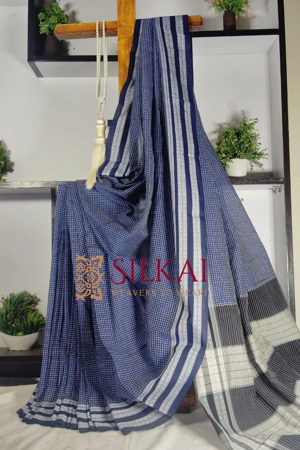 Patteda_Anchu_Pure_Cotton_With_Gaadi_Dhadi_Border_Saree_Code-_SKL1880