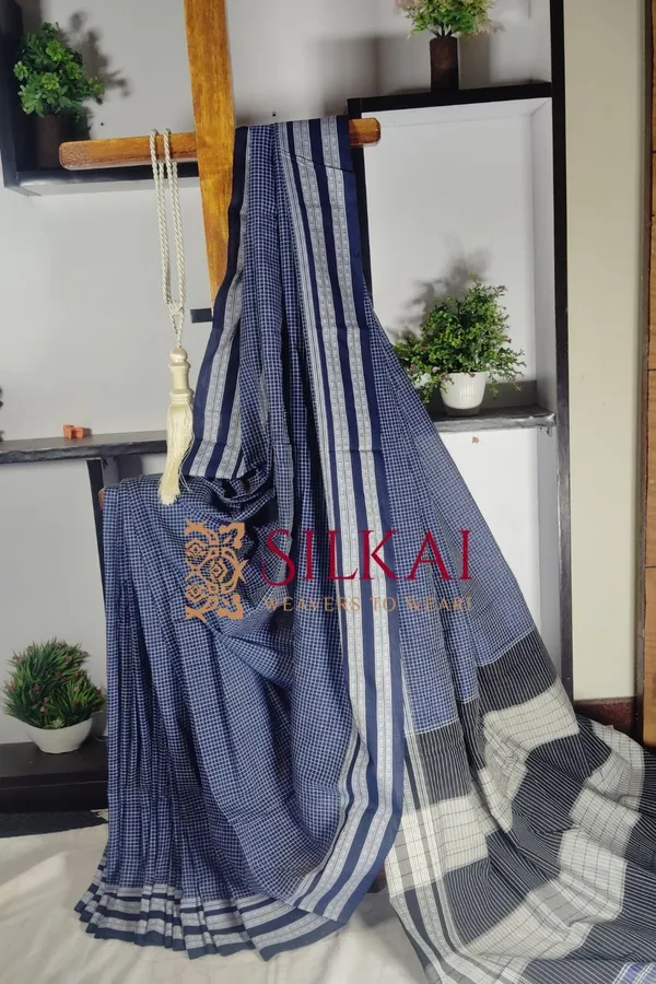 Patteda_Anchu_Pure_Cotton_With_Gaadi_Dhadi_Border_Saree_Code-_SKL1880