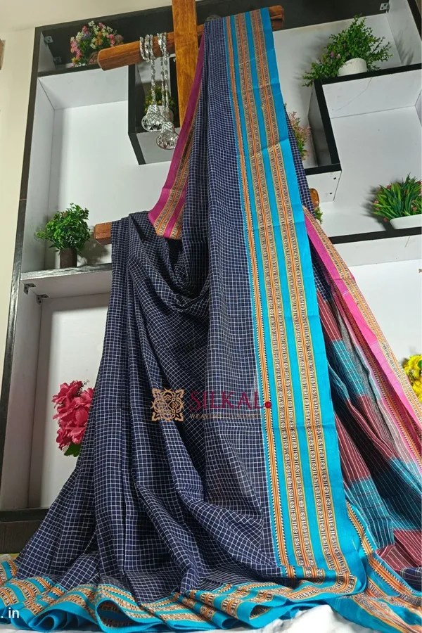Patteda_Anchu_Pure_Cotton_With_Gaadi_Dhadi_Border_Saree_Saree_Code-_SKL1125
