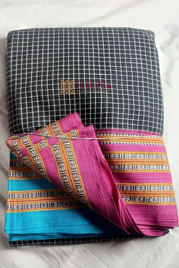 Patteda_Anchu_Pure_Cotton_With_Gaadi_Dhadi_Border_Saree_Saree_Code-_SKL1125