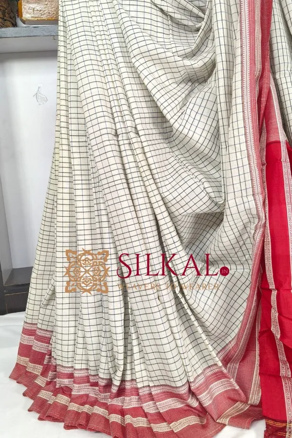 Patteda_Anchu_Pure_Cotton_With_Ghumi_Border_Saree_Saree_Code-_SKL03581
