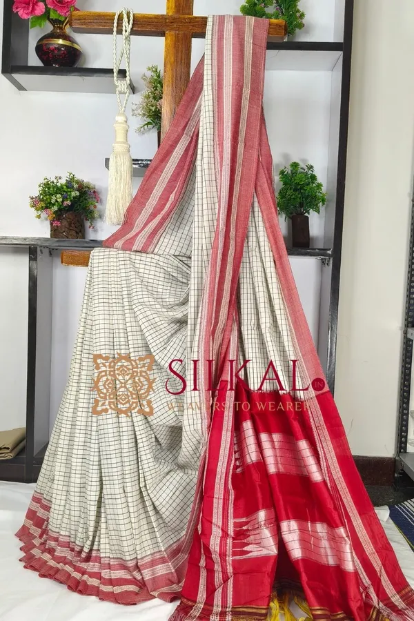 Patteda_Anchu_Pure_Cotton_With_Ghumi_Border_Saree_Saree_Code-_SKL03581