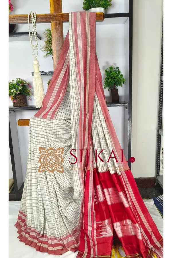 Patteda_Anchu_Pure_Cotton_With_Ghumi_Border_Saree_Saree_Code-_SKL03581