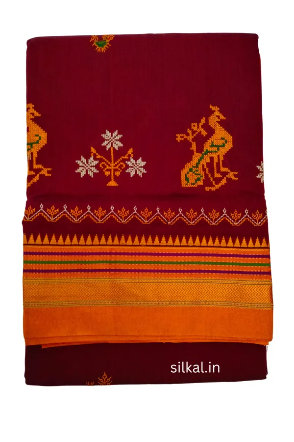 Ilkal_Kasuti_Work_Silk_By_Cotton_Saree_Saree_Code-_SKL1392
