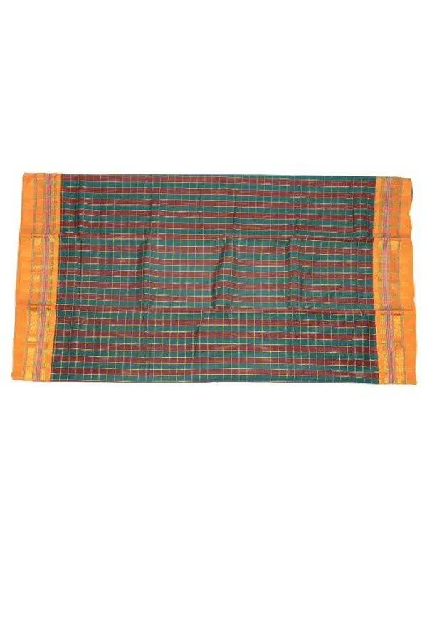 Ilkal_Silk_By_Cotton_Checks_Saree_Saree_Code-_SKL1636