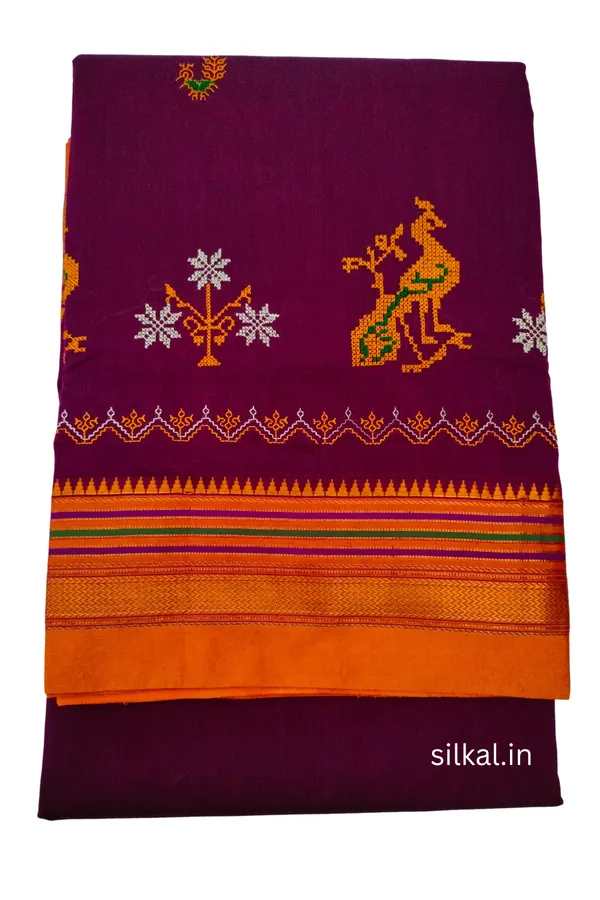 Ilkal_Kasuti_Work_Silk_By_Cotton_Saree_Code-_SKL1634