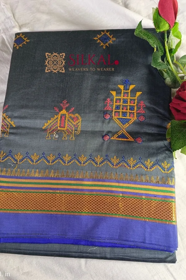 Ilkal_Semi_Silk_With_Kasuti_Saree_Code-_SKL1229