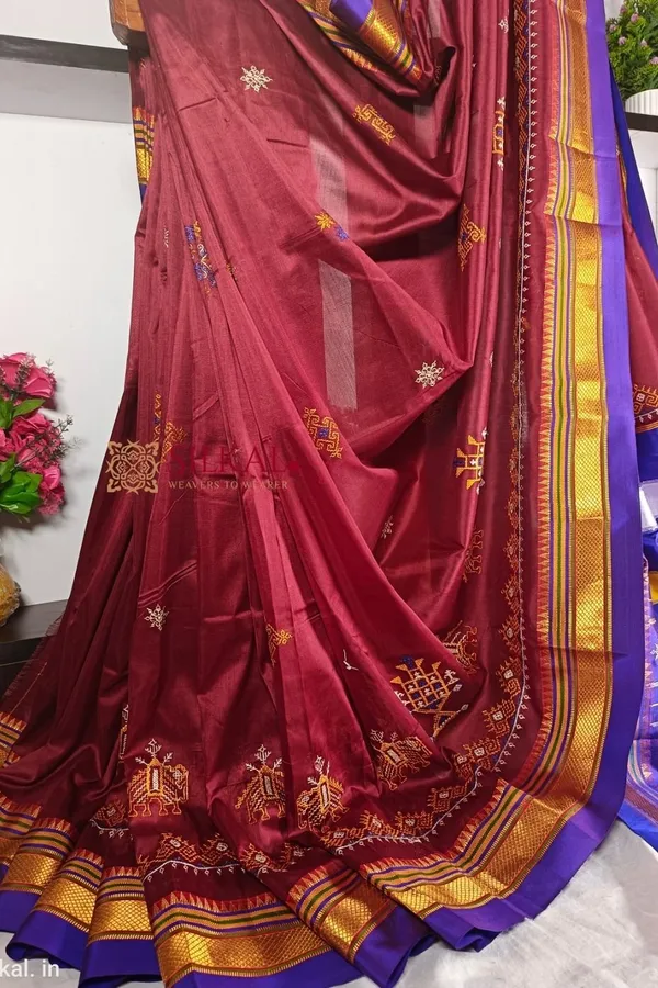 Ilkal_Semi_Silk_With_Kasuti_Saree_Code-_SKL1701