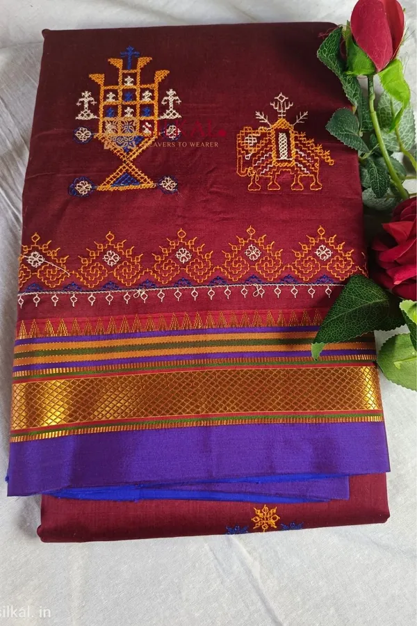 Ilkal_Semi_Silk_With_Kasuti_Saree_Code-_SKL1701