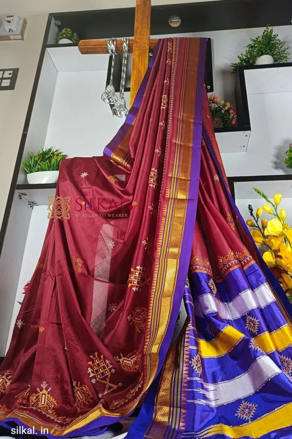 Ilkal_Semi_Silk_With_Kasuti_Saree_Code-_SKL1701