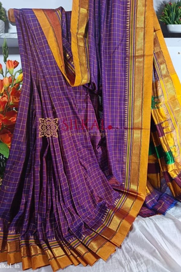 Ilkal_Checked_Mercerized_Silk_Saree_Code-_SKL1279