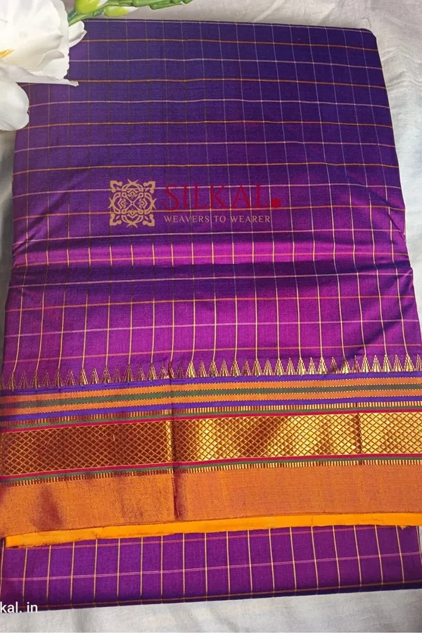 Ilkal_Checked_Mercerized_Silk_Saree_Code-_SKL1279