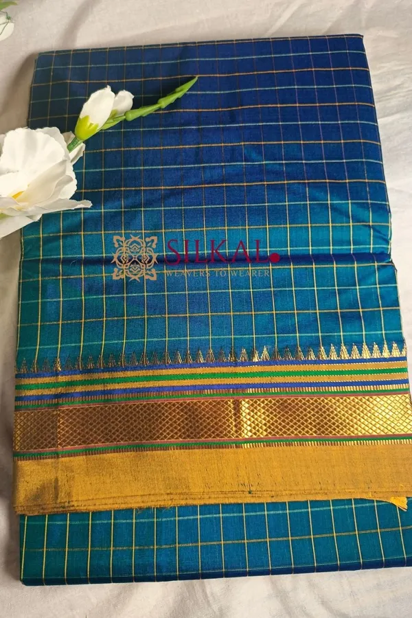 Ilkal_Checked_Mercerized_Silk_Saree_Code-_SKL1714