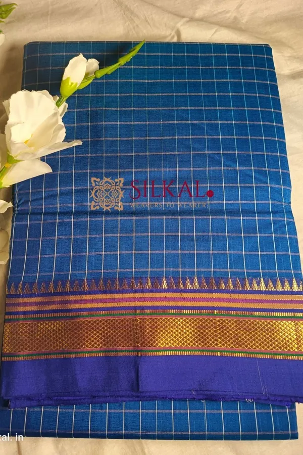 Ilkal_Checked_Mercerized_Silk_Saree_Code-_SKL1715