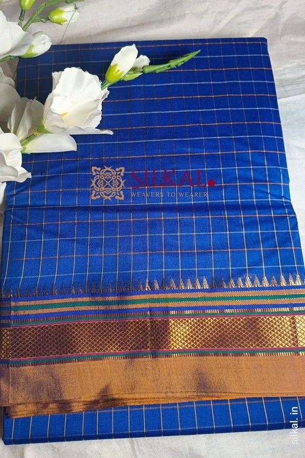Ilkal_Checked_Mercerized_Silk_Saree_Saree_Code-_SKL1280