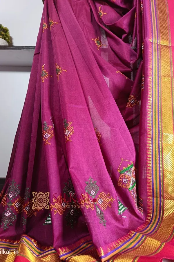 Ilkal_Semi_Silk_With_Kasuti_Saree_Saree_Code-_SKL1407
