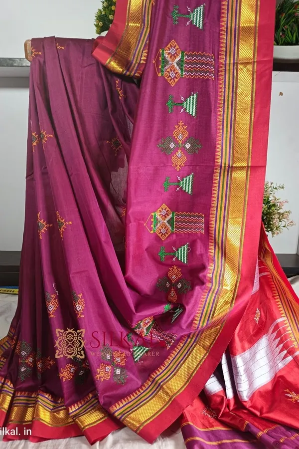 Ilkal_Semi_Silk_With_Kasuti_Saree_Saree_Code-_SKL1407