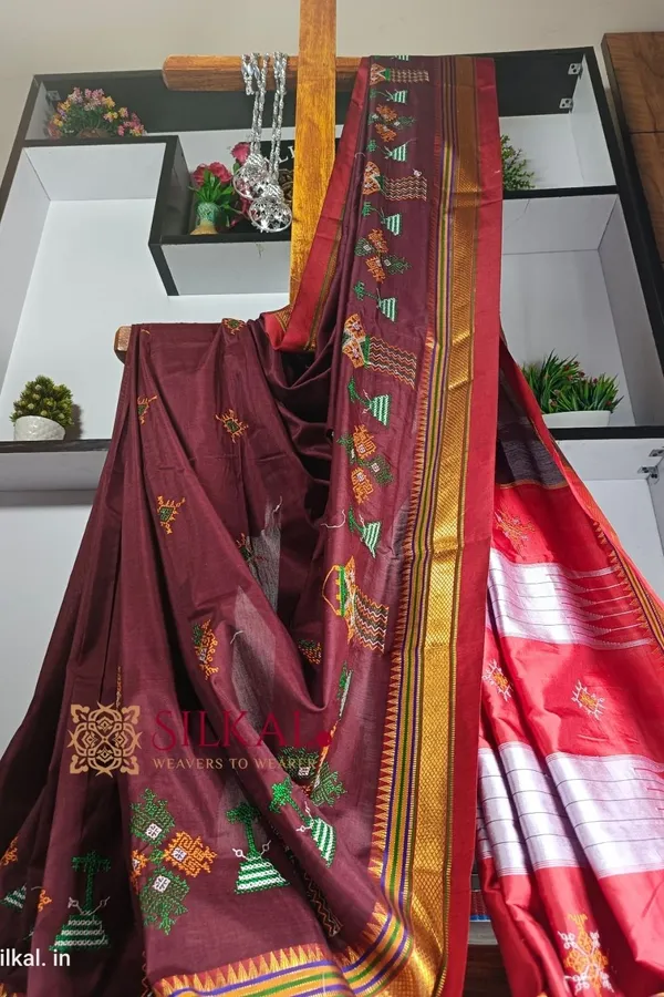 Ilkal_Semi_Silk_With_Kasuti_Saree_Saree_Code-_SKL1693